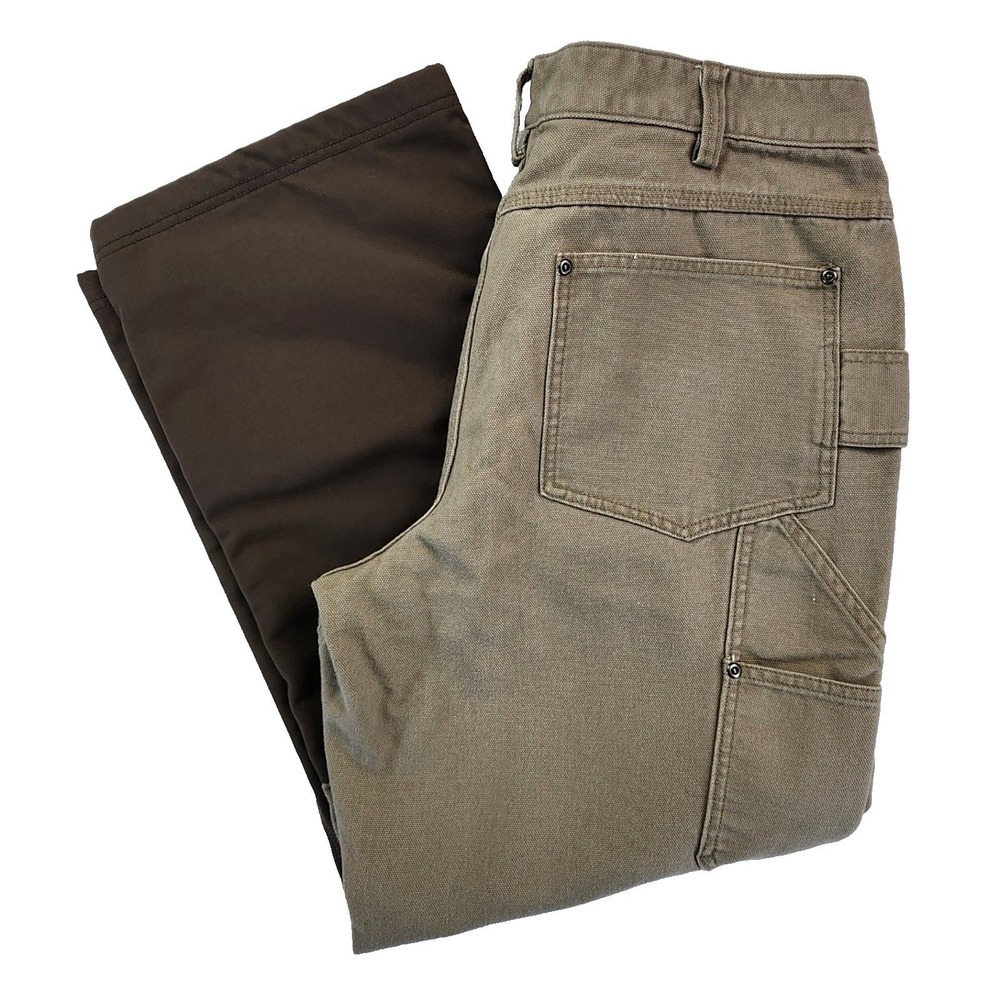 Duluth Trading Co Mens 38x30 Tan Briar Pants Fire Hose Rugged Workwear Hunting
